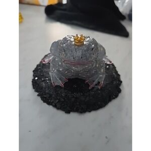 Handmade Silver Sparkle Resin Queen Toad On Black Platform 727